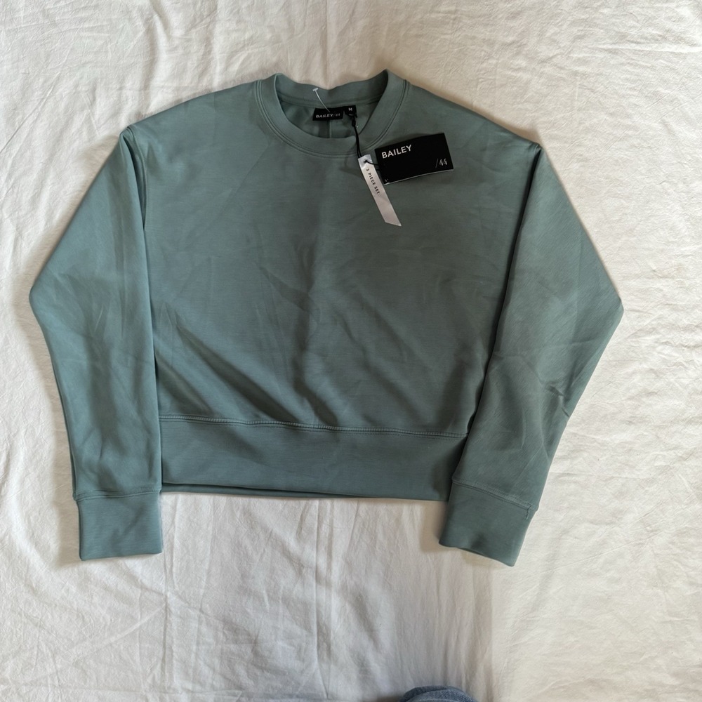 BAILEY/44 Women's Green Pullover Sweatshirt Crew Neck Long Sleeve Solid M